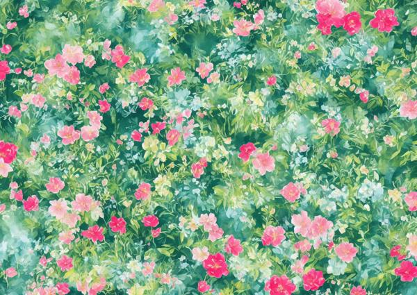 Download: The image depicts a mesmerizing wallpaper pattern featuring multiple pink blooming flowers arranged in a repetitive pattern.-banrupi