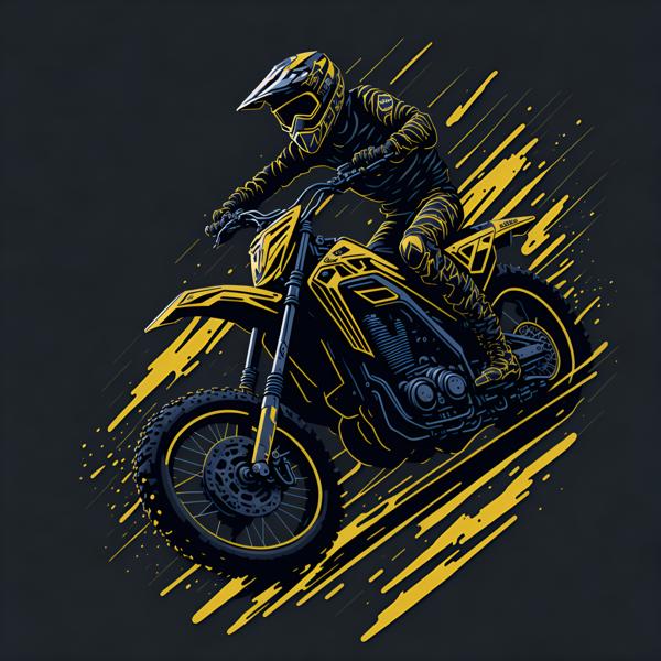 Download image of an illustration art of a man riding a dirt bike-banrupi