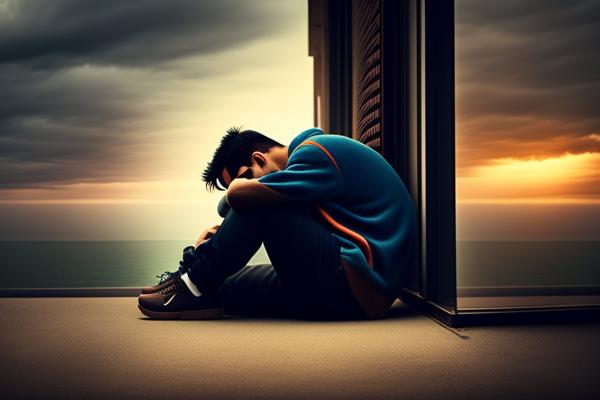 A image representing a sad depressed soul who is suffering from the mental pain.-banrupi