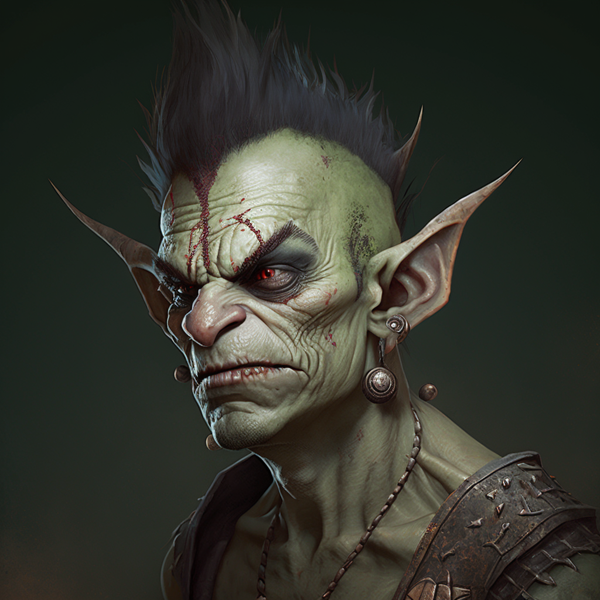 An image of a green goblin characterized by a crooked nose.-banrupi