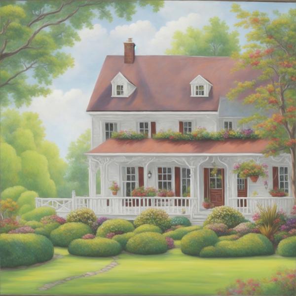 An image of a beautiful painting of a house-banrupi