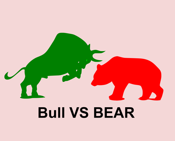 Download image depicting the classic rivalry of the bull versus the bear in the stock market.-banrupi
